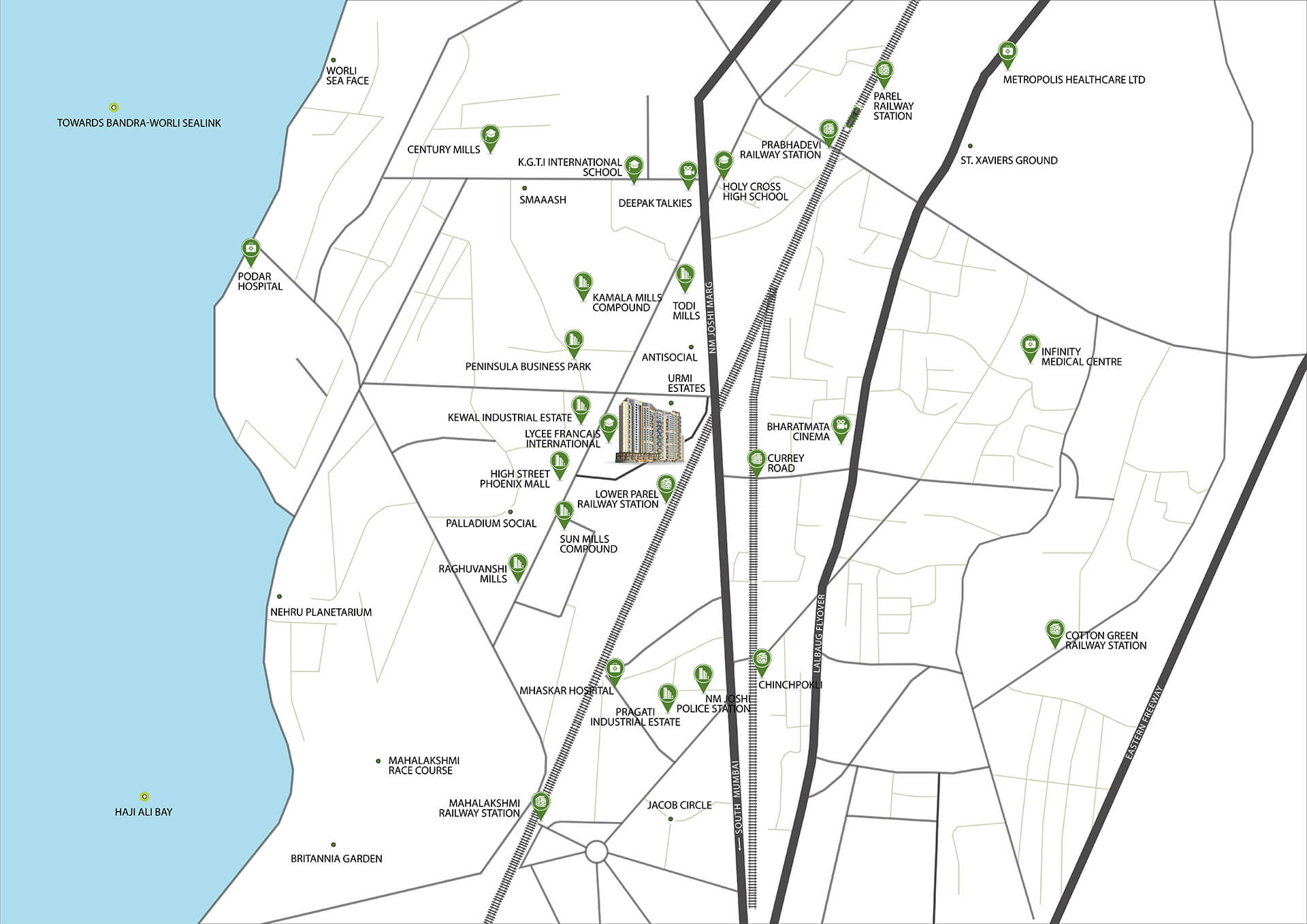 baya central lower parel location map