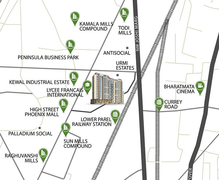baya central lower parel location map